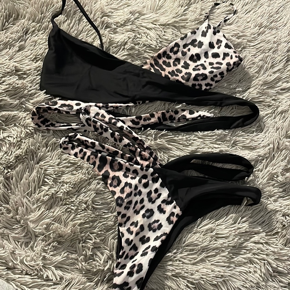 shein cheetah bikini set